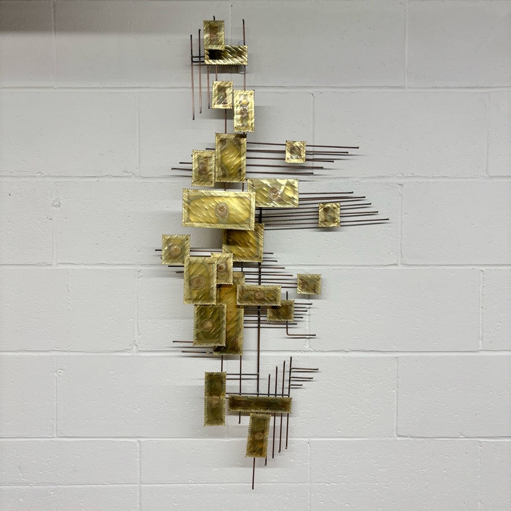 Large Mid Century Brutalist Wall Art Sculpture Torch Cut Metal Abstract